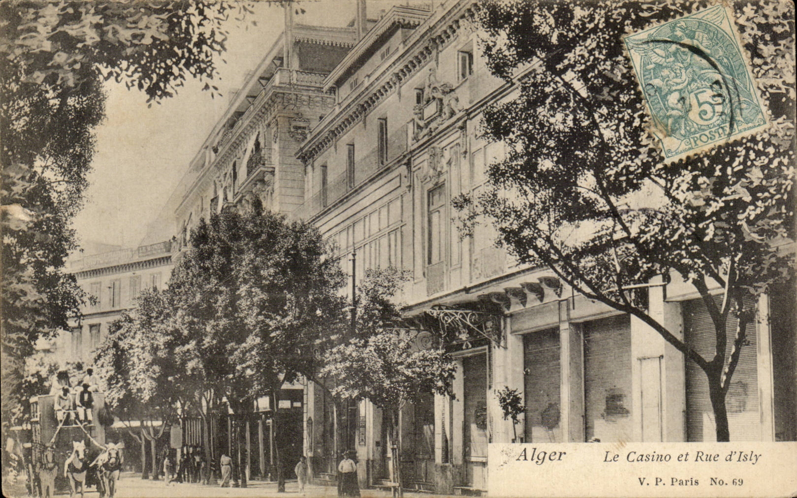 Algerie Alger CPA Le casino et la rue d'Isly