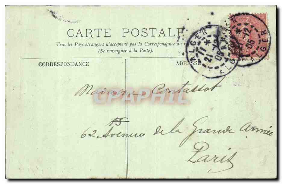 Algerie Alger CPA Mosquee Djedid et palais consulaire — Back