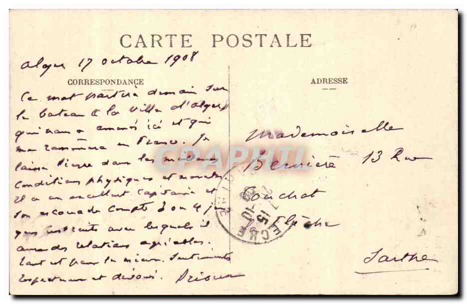 ALGER, pris de Mustapha-Supérieur — vue aérienne de la ville et du port — éditeur non identifié — Verso