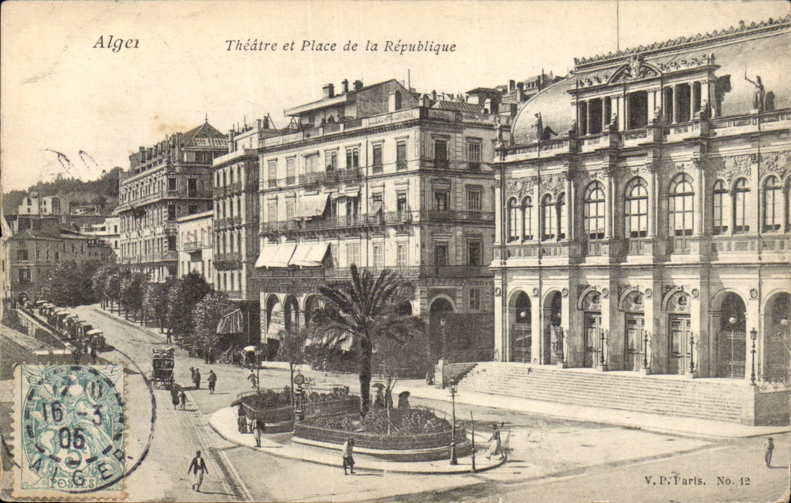 Algerie Alger CPA Theatre et place de la republique