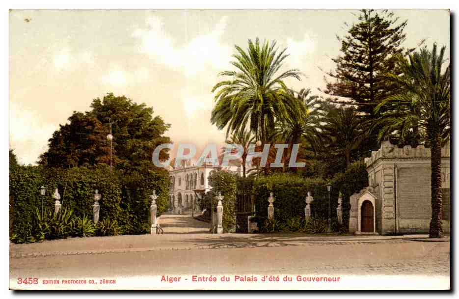 Alger - Entrée du Palais d'été du Gouverneur — Édition Photogled Co., Zürich, n° 3458