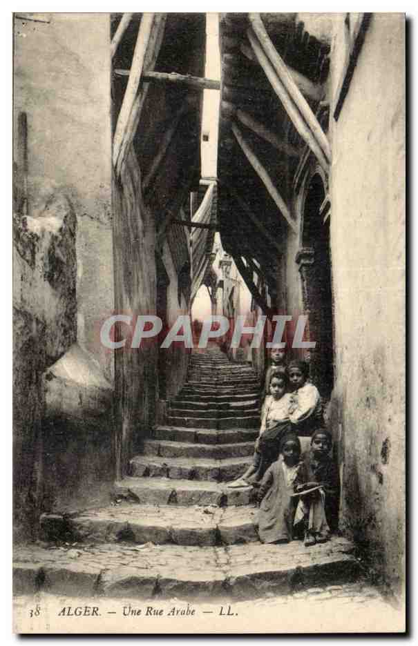 Algerie CPA Alger Une rue arabe (enfants)
