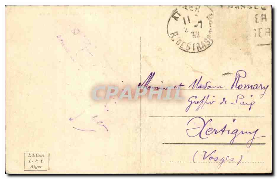 Algerie Alger CPA Hotel Aletti — Rückseite