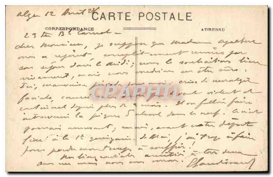 Algerie Alger CPA Villas du Mustapha superieur — Back