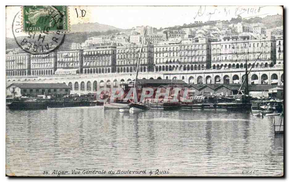 Algerie Alger CPA Vue generale du boulevard et quai