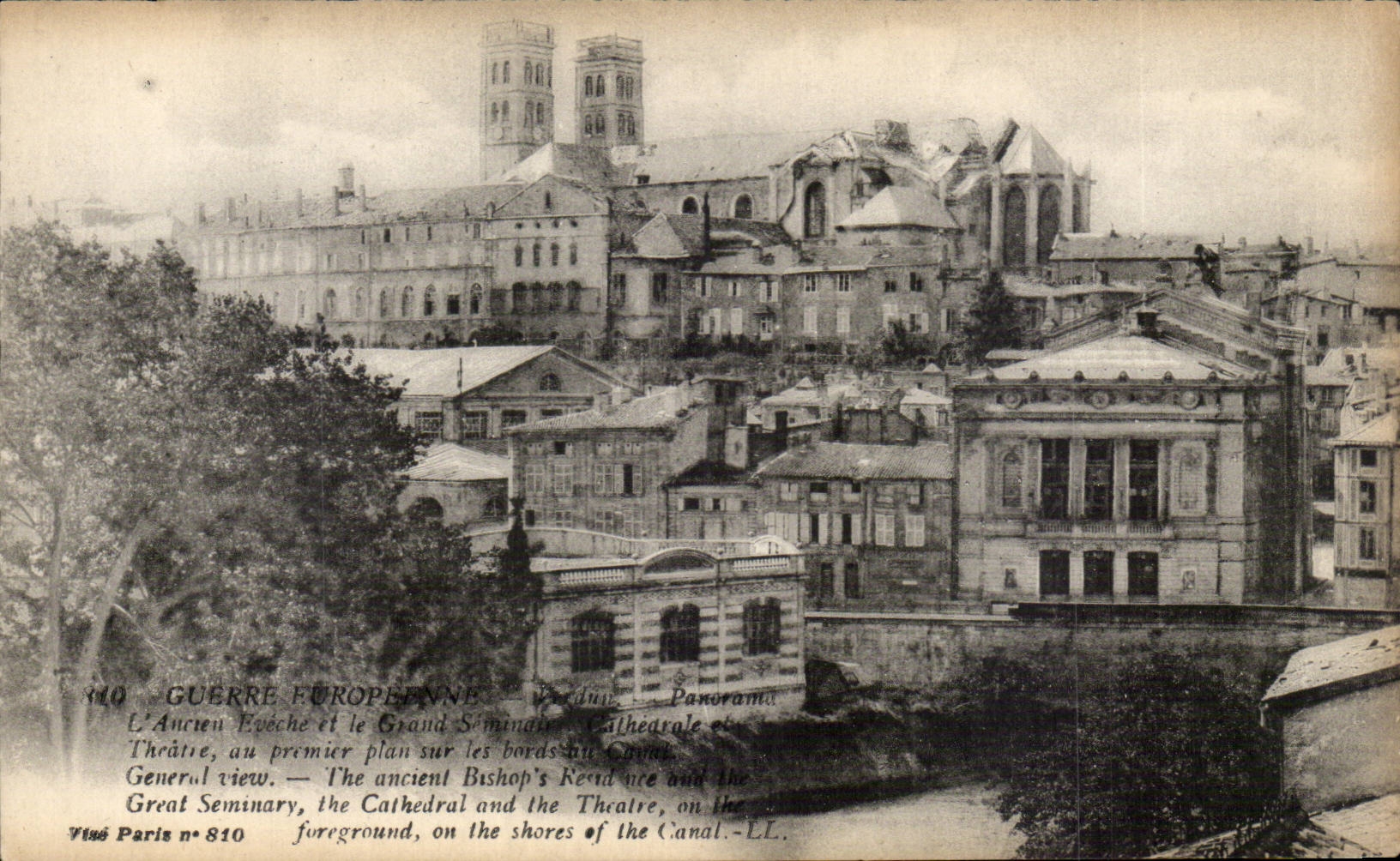 Pardour — Panorama de l'Ancien Évêché, du Grand Séminaire et de la Cathédrale sur les bords du canal — Vlés Paris n°810