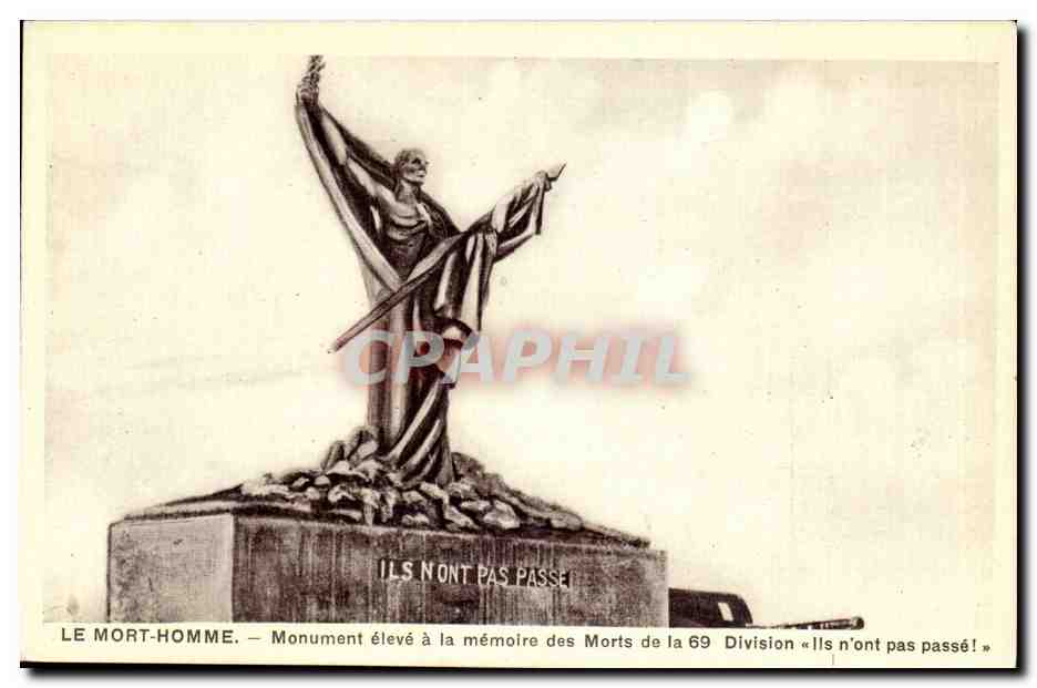 Le Mort-Homme — Monument aux morts de la 69e Division « Ils n'ont pas passé » — œuvre de M. Froment Meurice