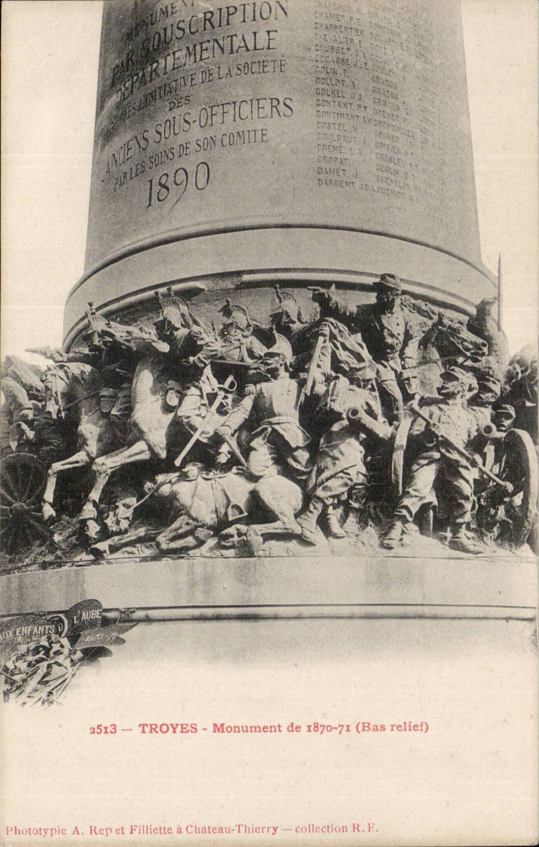Troyes — Monument de 1870-71 (Bas relief) — Phototypie A. Rep et Fillette à Château-Thierry