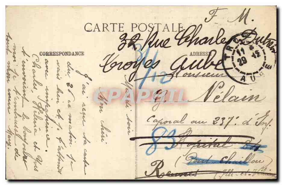 Troyes CPA La Prefecture Restauree totalement en 1892 a la suite d'un incendie — Rückseite
