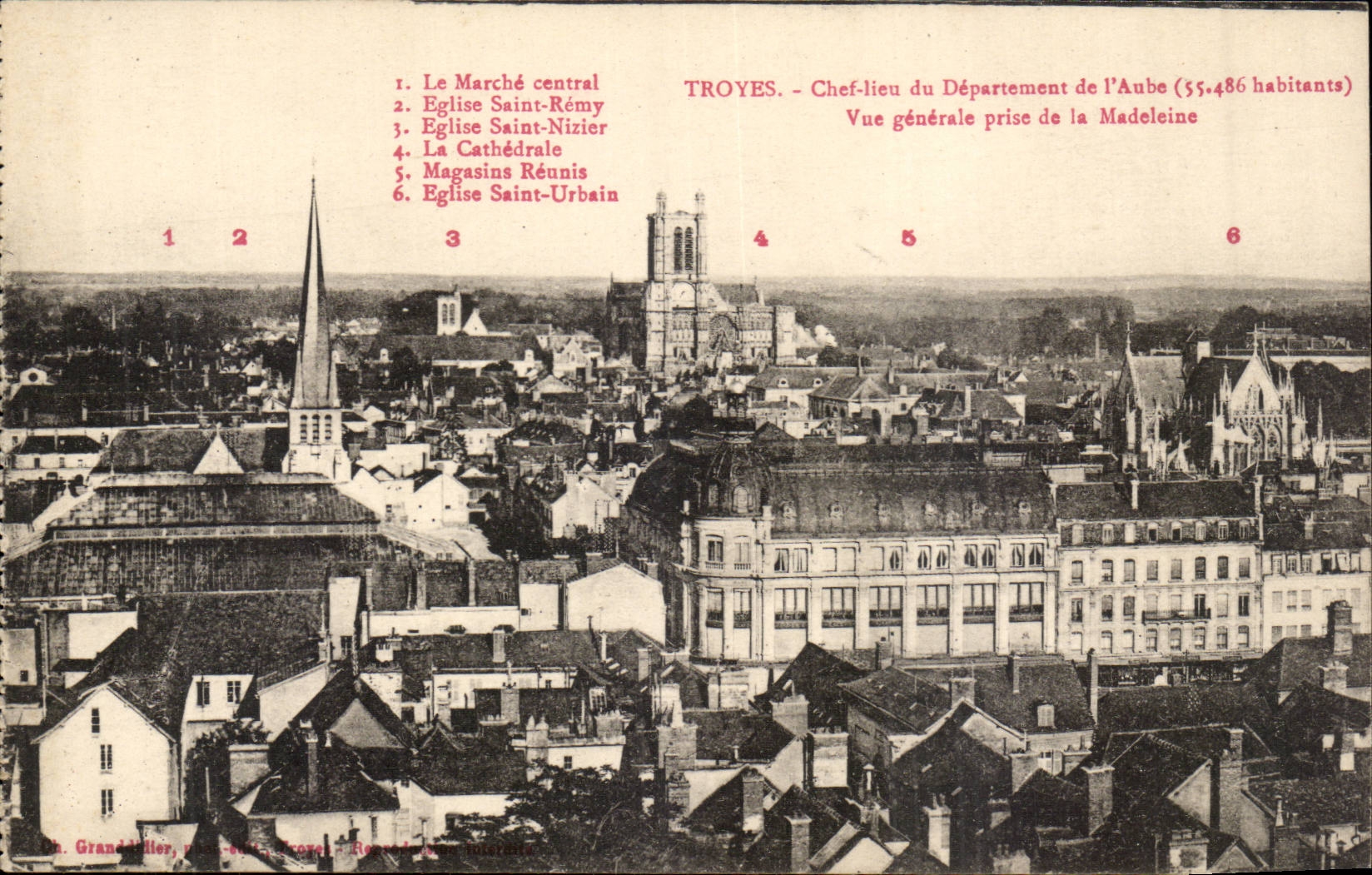 TRoyes CPA Chef lieu du departement de l'aube Vue generale prise de la Madeleine