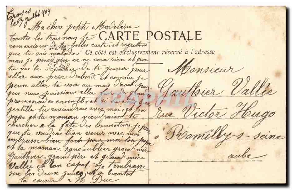 TRoyes CPA Place Saint Remy avant la construction du marche couvert — Verso