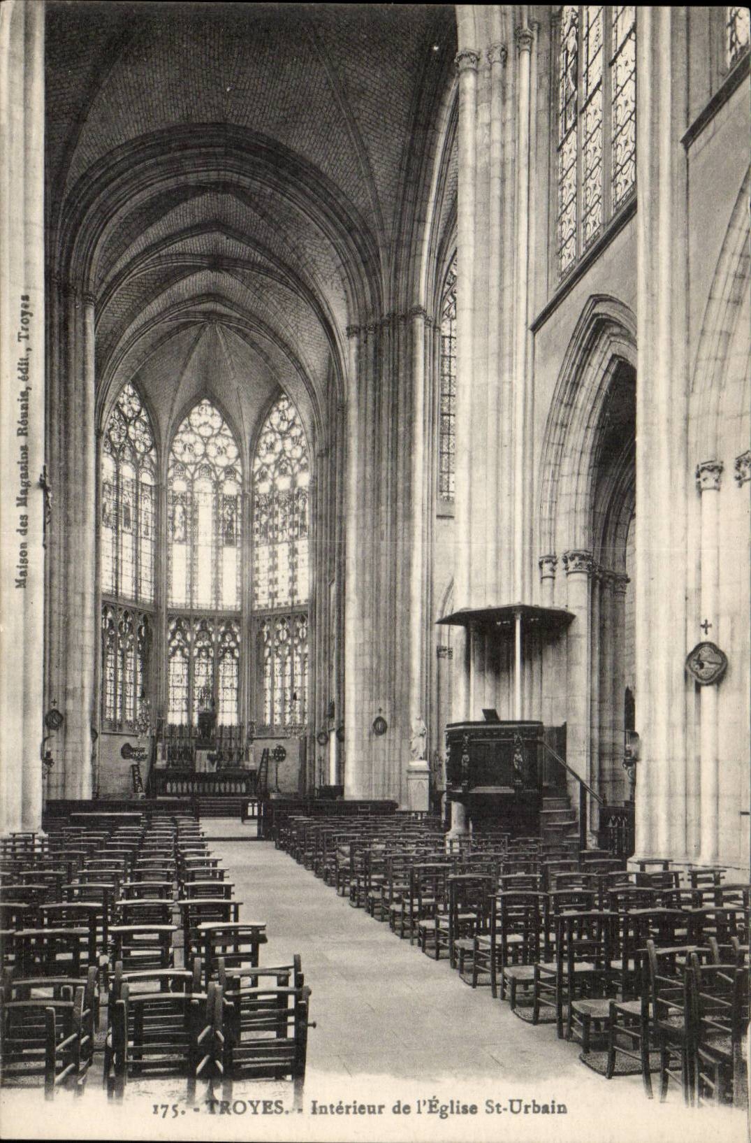 Intérieur de l'Église St-Urbain — Troyes — Maison des Magasins Réunis, édit. Troyes, n° 175