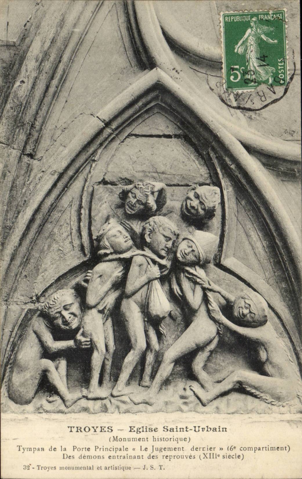 Troyes - Église Saint-Urbain — Tympan de la Porte Principale « Le Jugement dernier » (6e compartiment) — J.S.T.