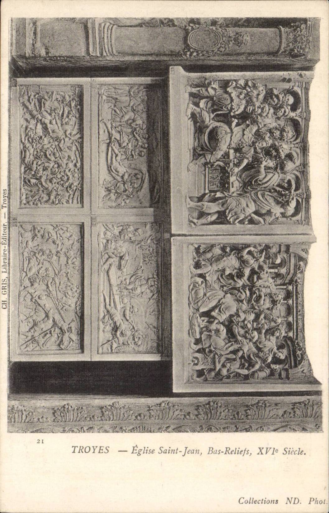 Troyes CPA Eglise Saint Jean Bas reliefs 