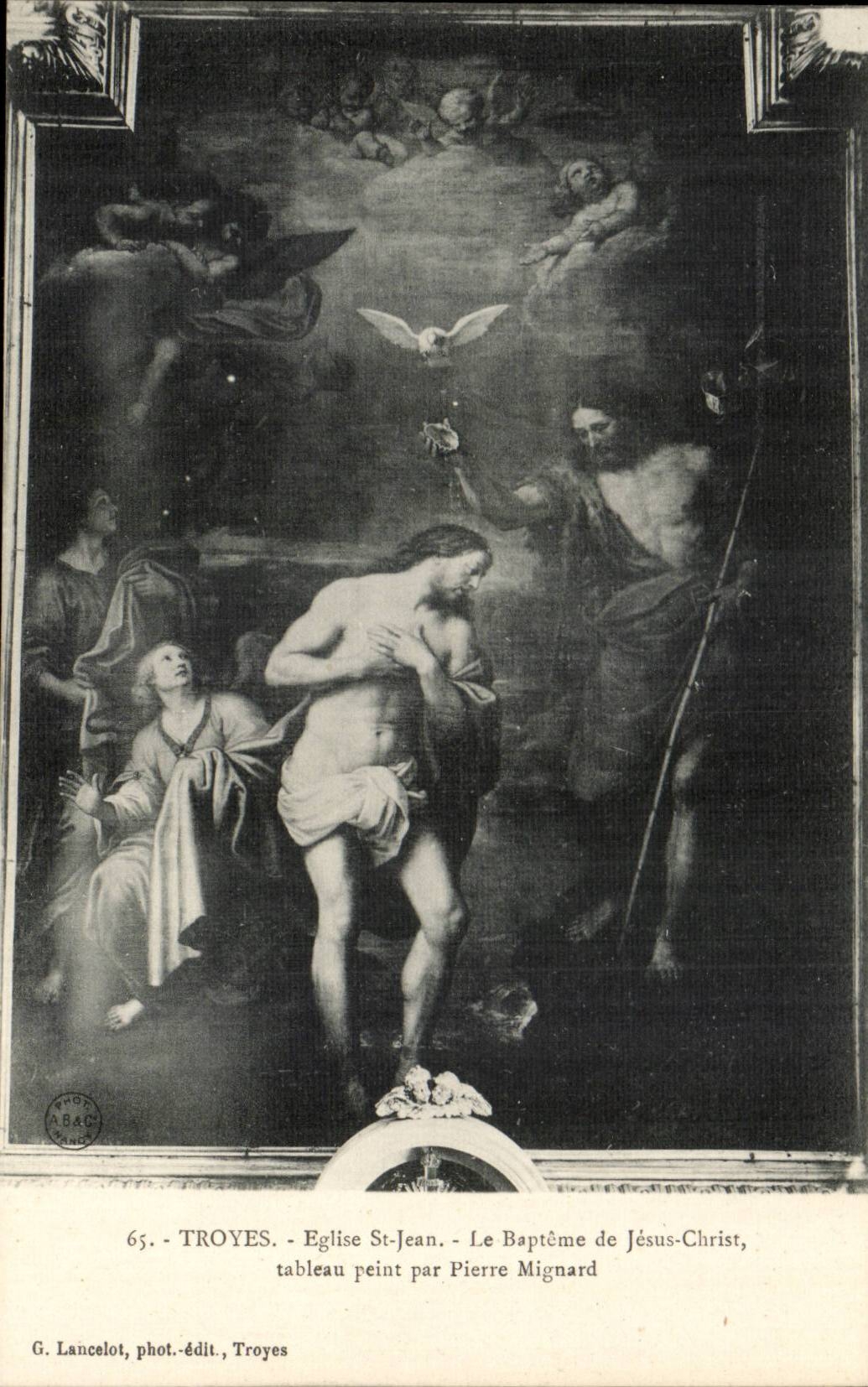 Troyes - Église Saint-Jean - Le Baptême de Jésus-Christ, tableau peint par Pierre Mignard
