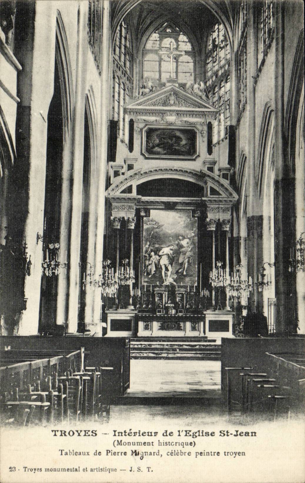 Troyes — Interior of the Church of St-Jean — Paintings by Pierre Mignard, famous painter from Troyes — J.S.T.