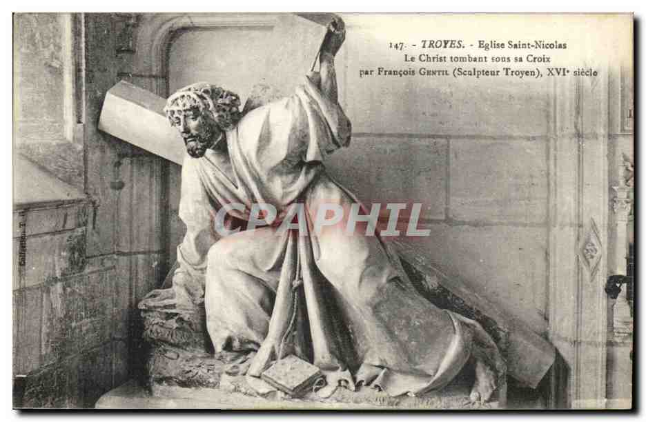 Troyes - Église Saint-Nicolas - Le Christ tombant sous sa Croix par François Gentil, XVIe siècle