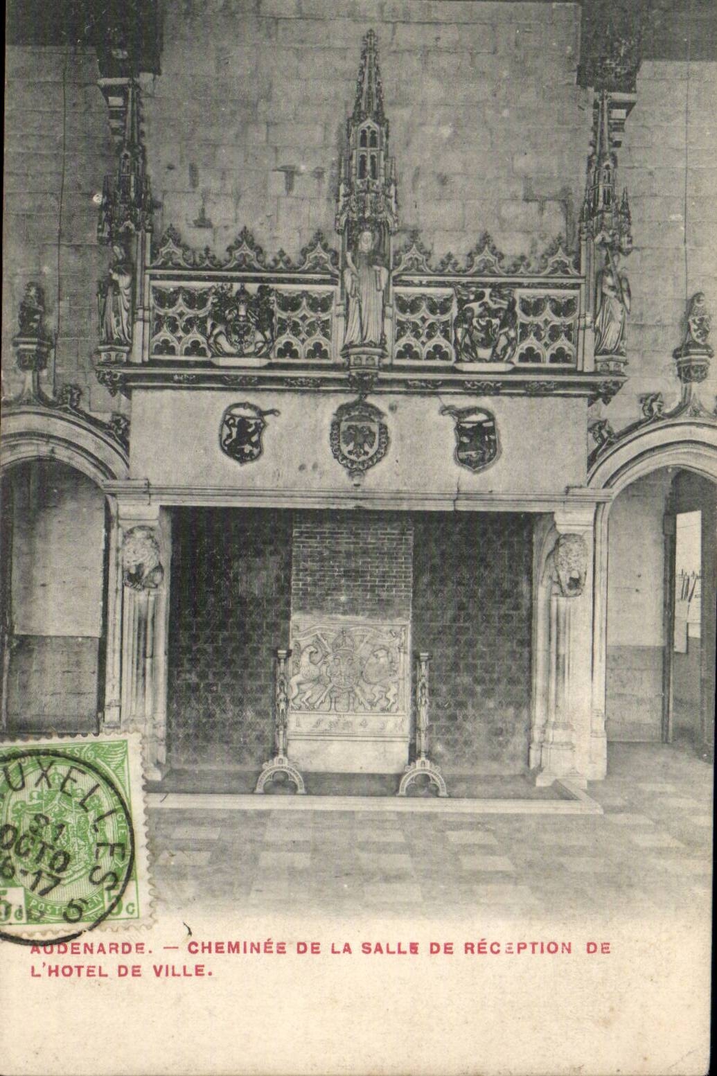 Belgie Belgique CPA Audenarde Cheminee de la salle de reception de l'hotel de ville