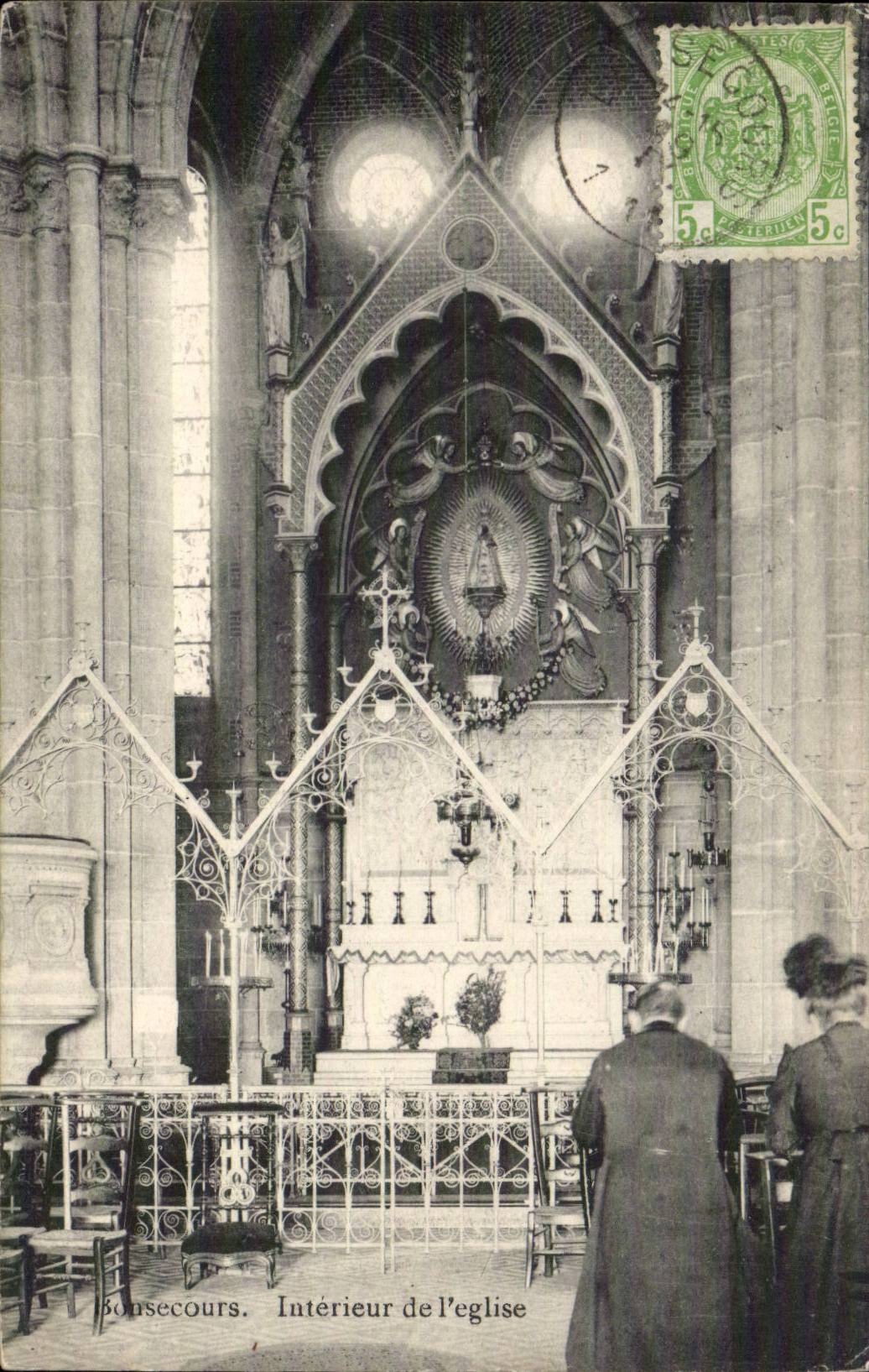 Belgie Belgique CPA Bonsecours Interieur de l'eglise