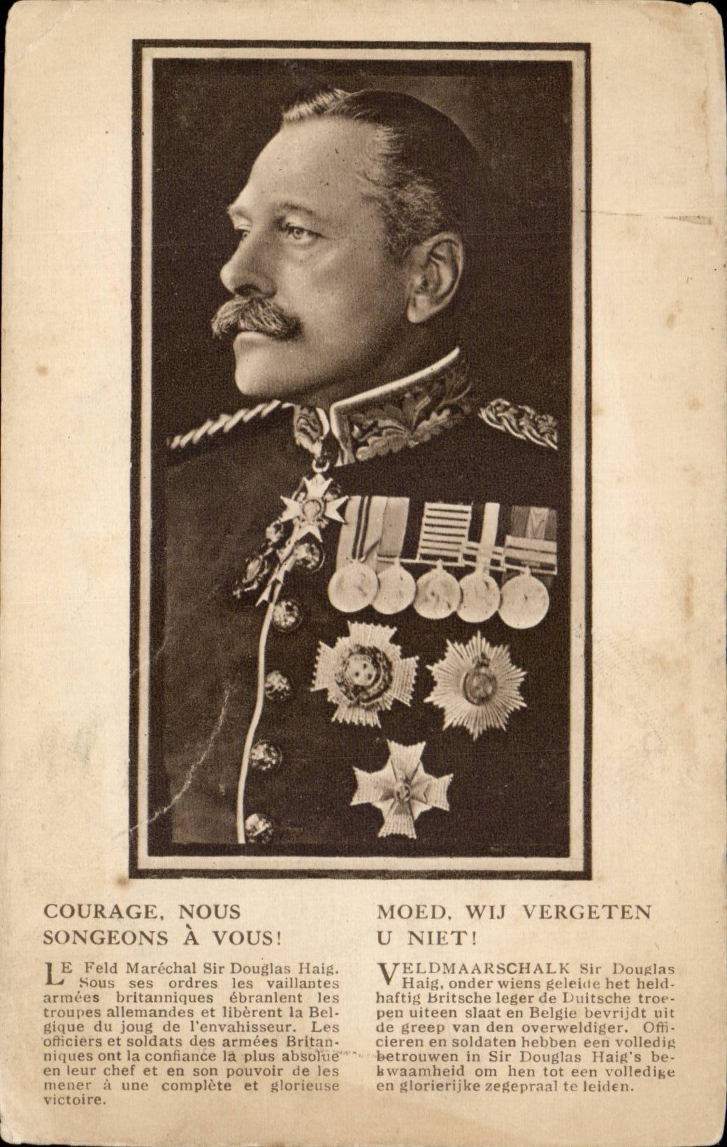 Belgie Belgique CPA Courage nous songeons a vous ! Feld Merechal Sir Douglas Haig (militaria)