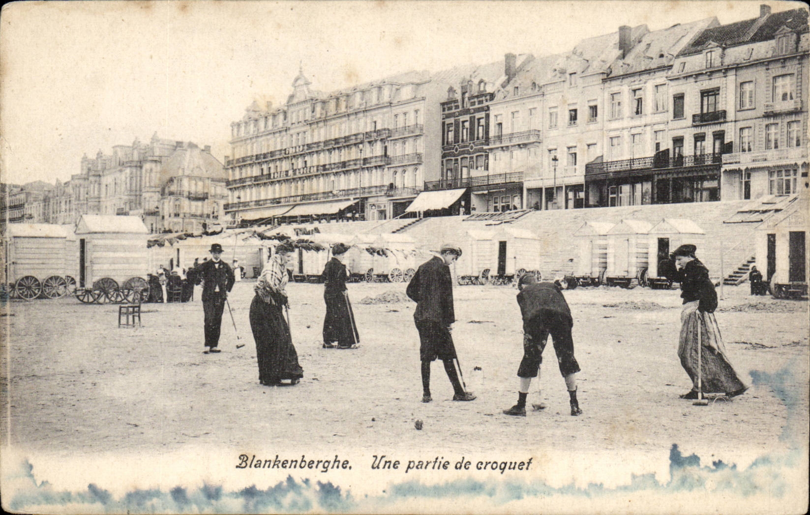 Belgie Belgique CPA Blankenberghe Une partie de croquet (cricket)