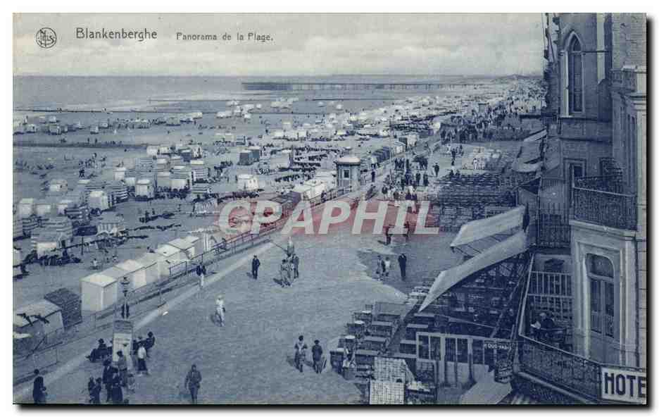 Belgie Belgique CPA Blankenberghe Panorama de la plage