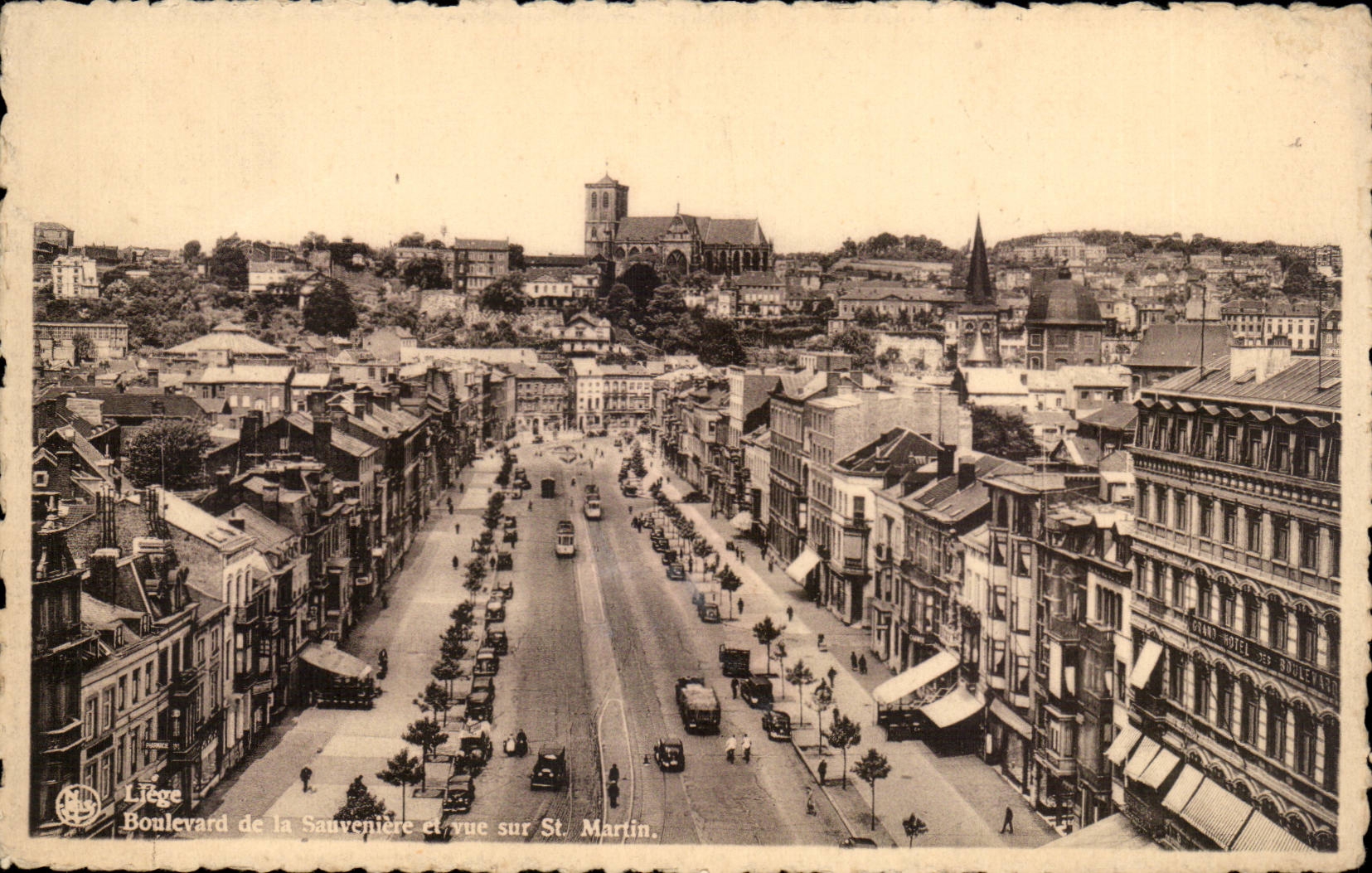 Belgie Belgique CPA Liege Boulevard de la SAuveniere et vue sur St Martin