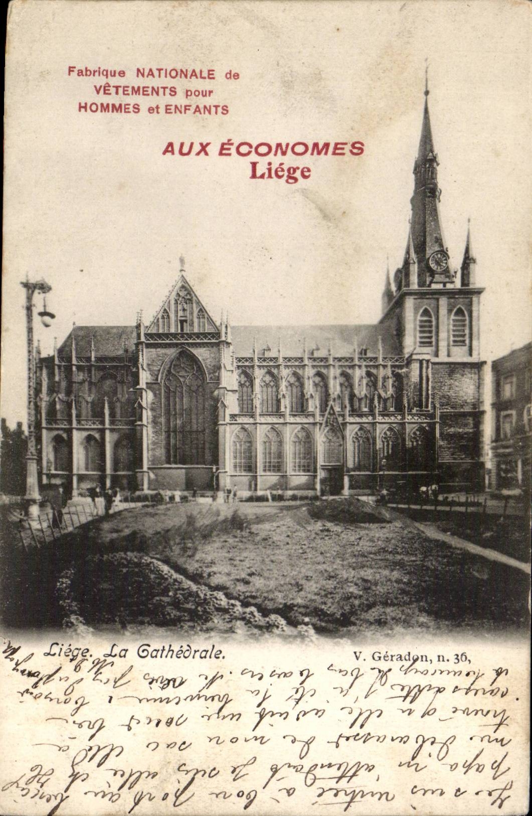 Belgie Belgique CPA Liege Fabrique nationale de vetements pour hommes enfants La cathedrale