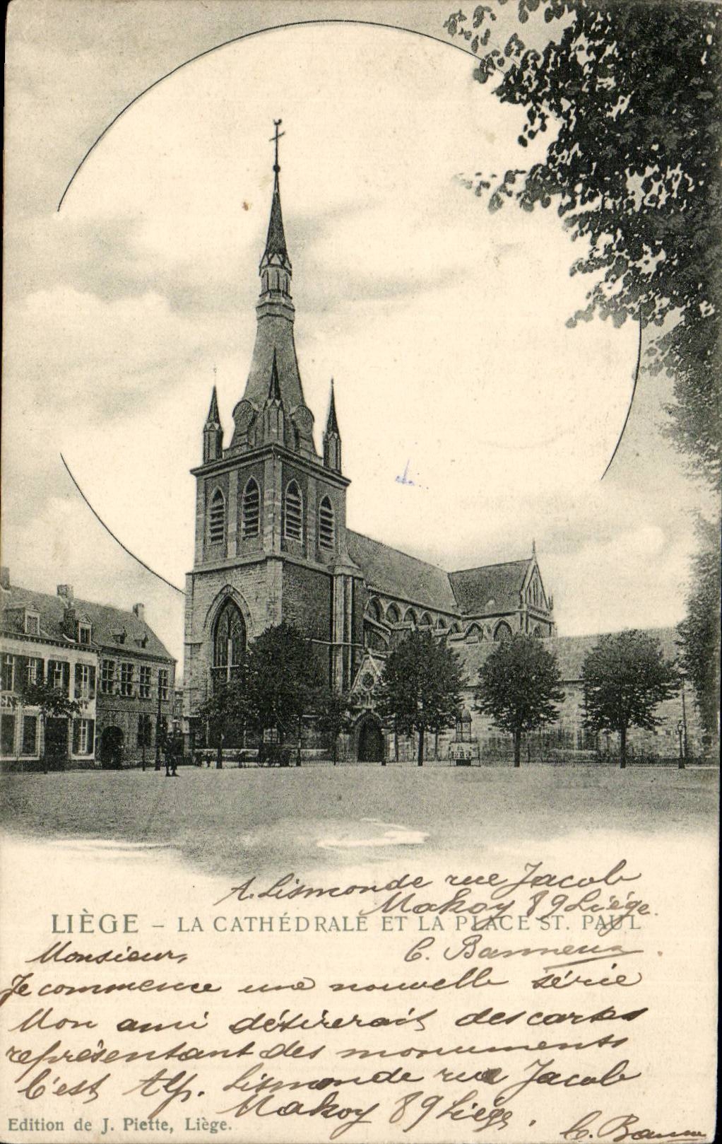 Belgie Belgique CPA Liege La cathedrale et la place St paul