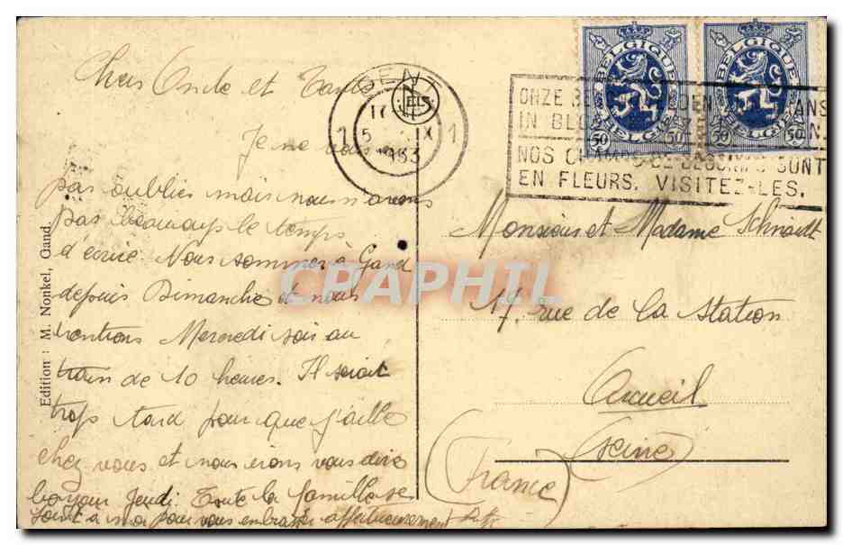 Mont St. Amand — Maison Communale — Édition M. Nonkel, Gand — Achterkant