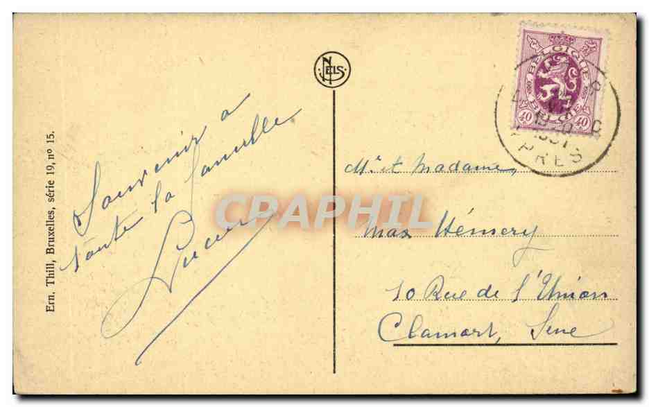 Ypres - Place de la Gare, Maisons Gothiques — N. JULLS, série 19, n° 15 — Verso