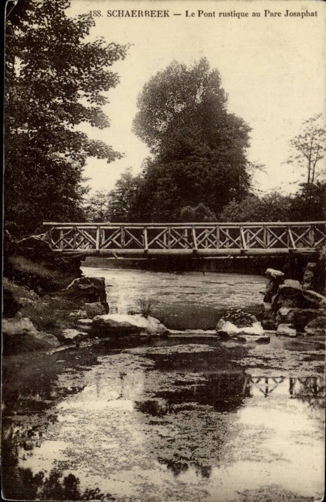 Belgie Belgique CPA Schaerbeek Le pont rustique au parc Jsaphat