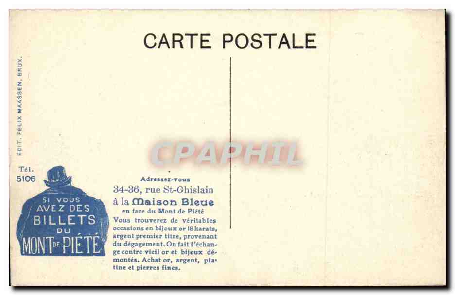 Belgie Belgique CPA Gand Chateau des Comtes Plateforme du donjon + pub Billets du Mont de Pietie — Rückseite