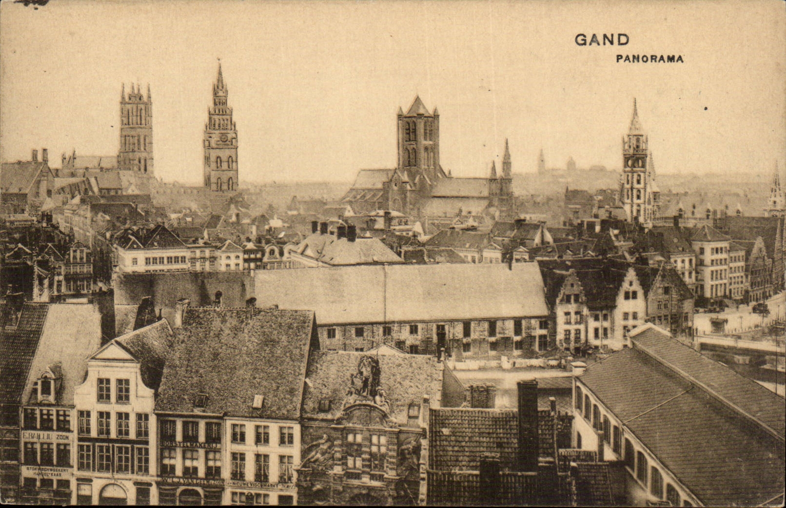 Belgie Belgique CPA Gand Panorama + publicite Avez vous des bijoux a vendre