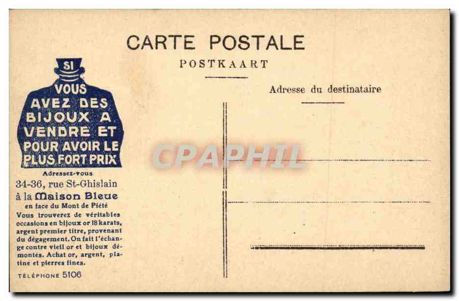 Belgie Belgique CPA Gand Panorama + publicite Avez vous des bijoux a vendre — Rückseite