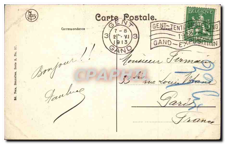 Belgie Belgique CPA Gand Steen de Gerard le diable et banque nationale — Rückseite