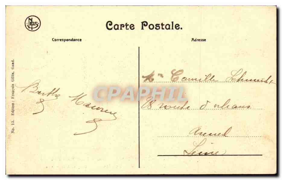 Belgie Belgique CPA Gand Chateau des comtes — Rückseite