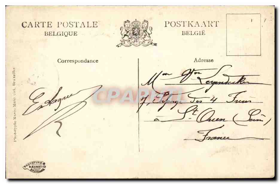 CPA Belgique Gand Panorama et tour de l'eglise St Bavon  — Rückseite