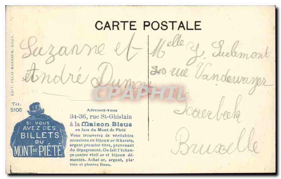 CPA Belgique Gand Maison des tisserands — Rückseite