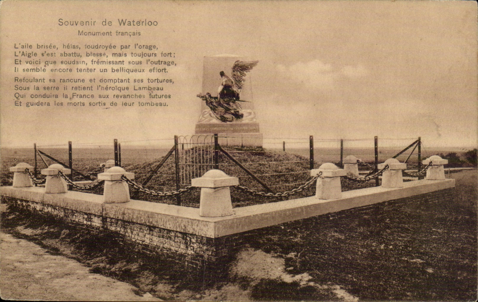 CPA Belgique Souvenir de Waterloo Monument francais