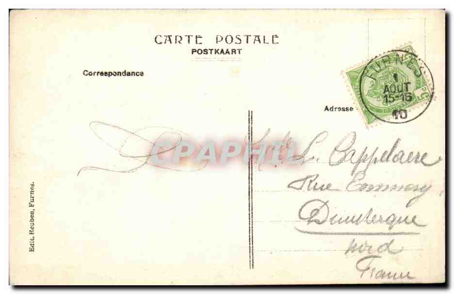 CPA Belgique Furnes Pont d'Ypres — Rückseite