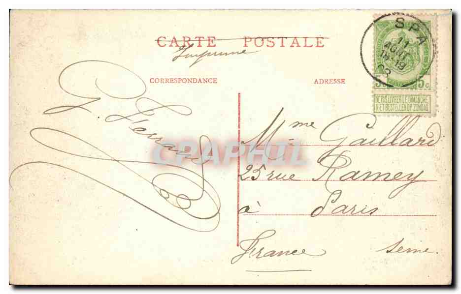 SART-LEZ-SPA. Belgique. La Hoëgne — Le Pont des Cascatelles — Pap. Calitice, Spa — Achterkant