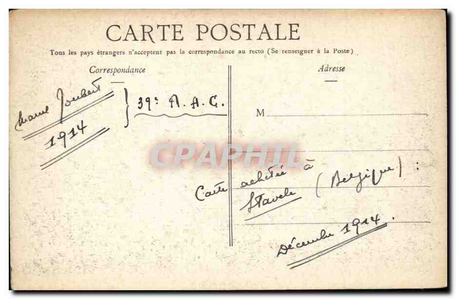 Avant-postes belges — En Belgique — i"GEO." 60. - 1914 — Verso