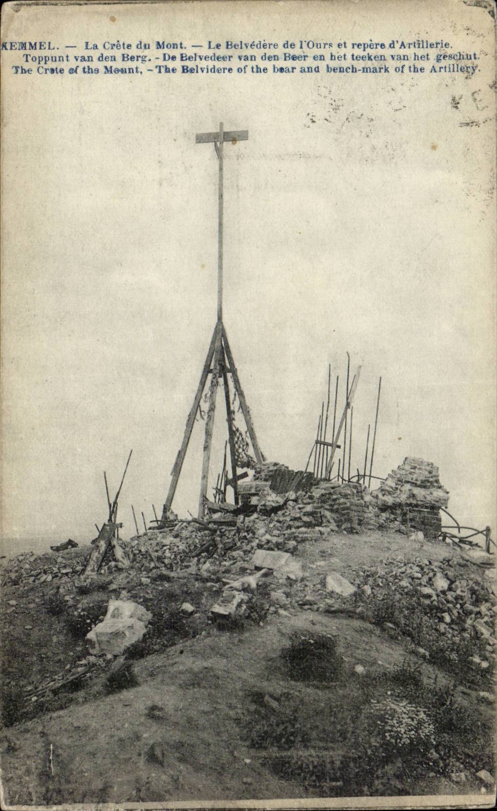 CPA Belgique Kemmel La Crete du Mont Le belvedere de l'ours et repere d'artillerie