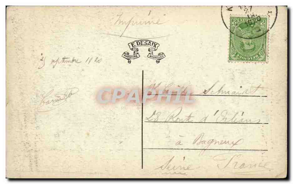 CPA Belgique Kemmel La Crete du Mont Le belvedere de l'ours et repere d'artillerie — Rückseite