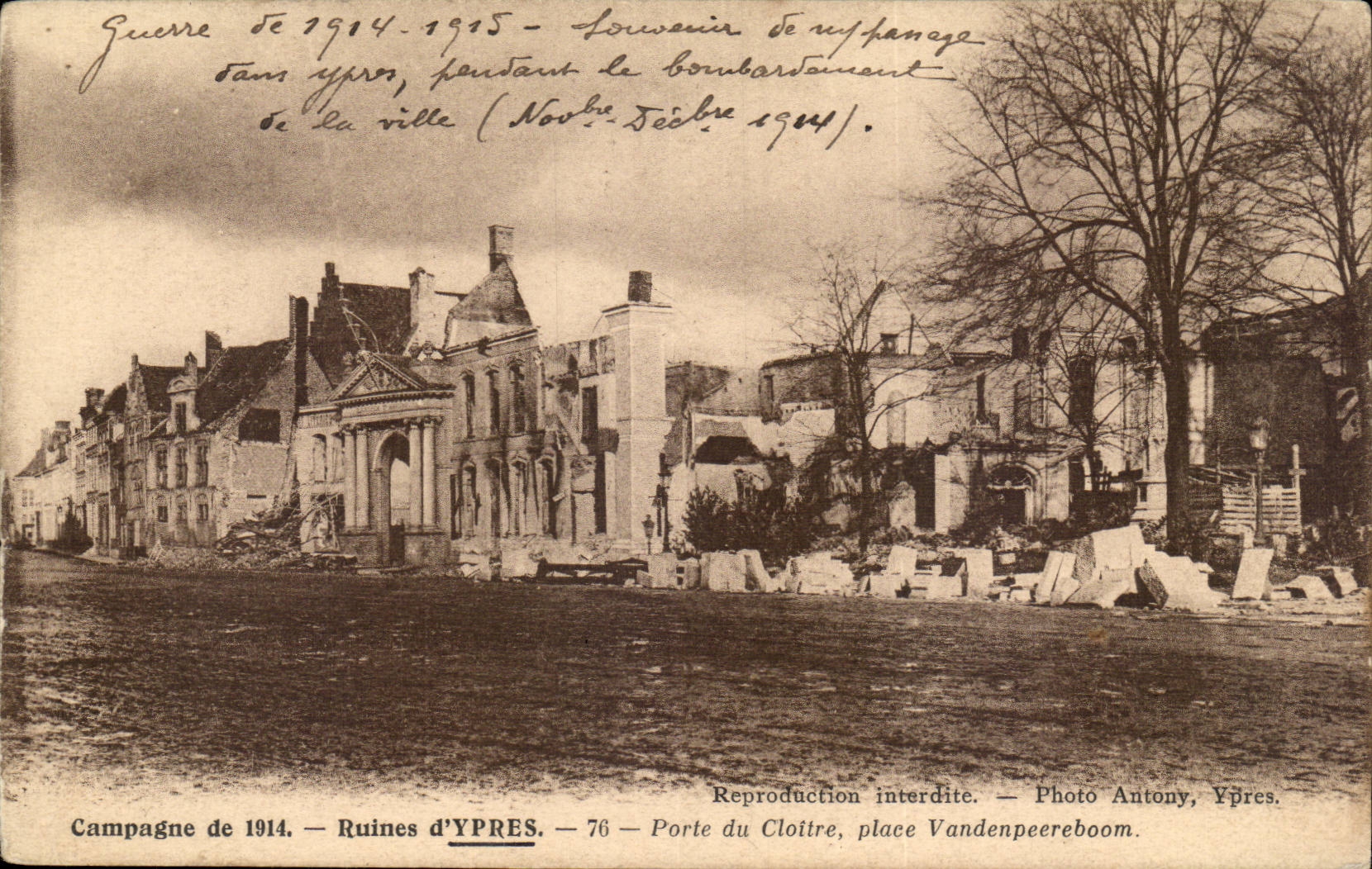 Ruines d'Ypres — Porte du Cloître, place Vandenpeereboom — Photo Antony, Ypres, n°76