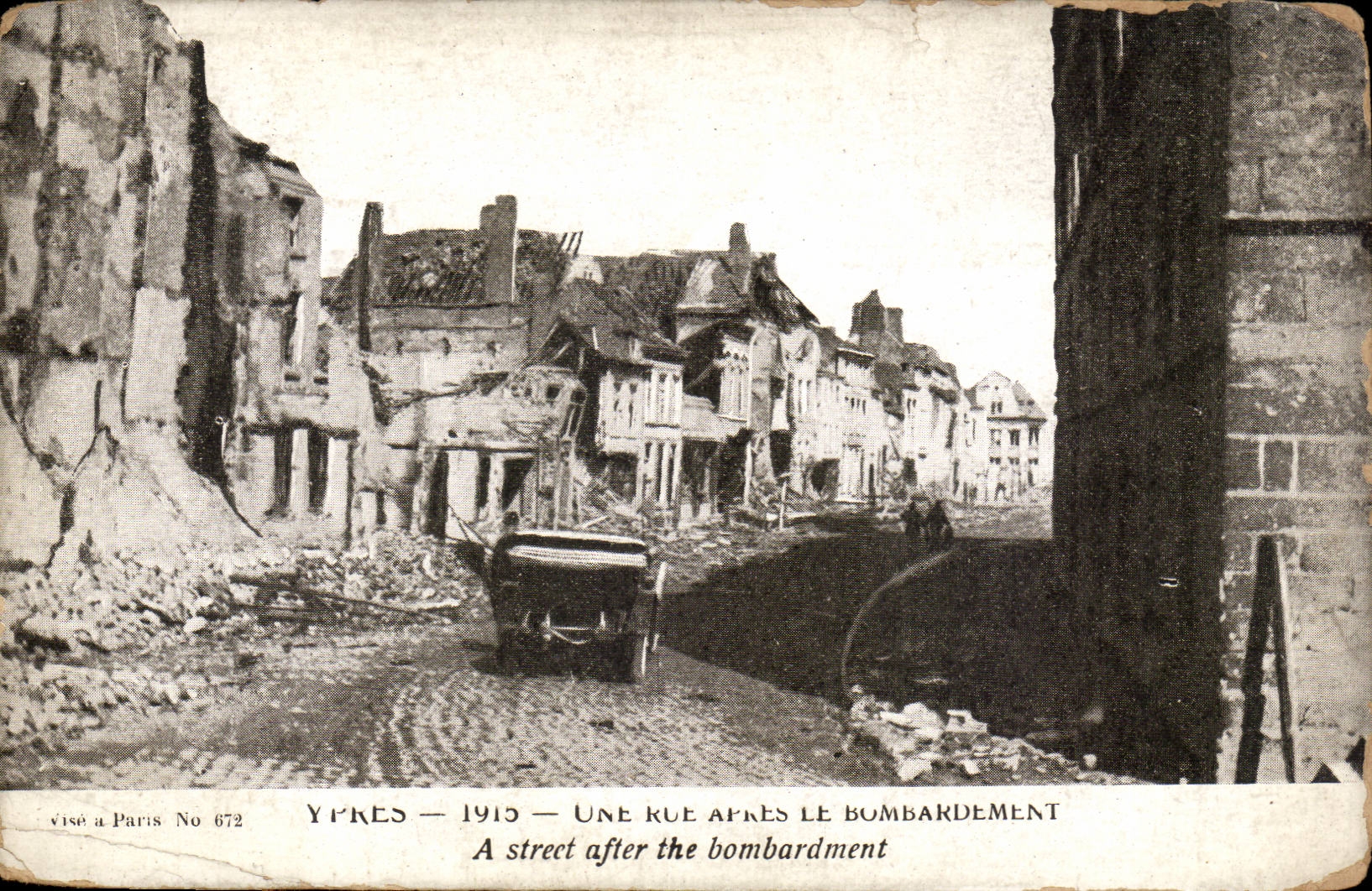 CPA Belgique Ypres Une rue apres le bombardement 