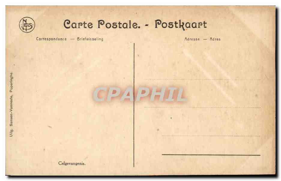 CPA Belgique Ypres Les ruines Prison cellulaire — Rückseite