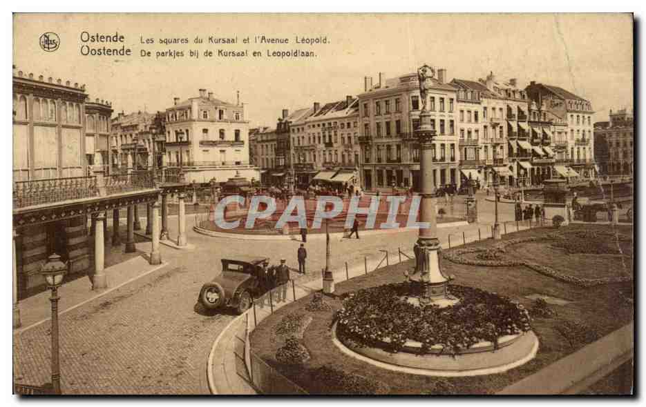 Ostende — Les squares du Kursaal et l'Avenue Léopold — Éditeur Thill, série 13, n° 98