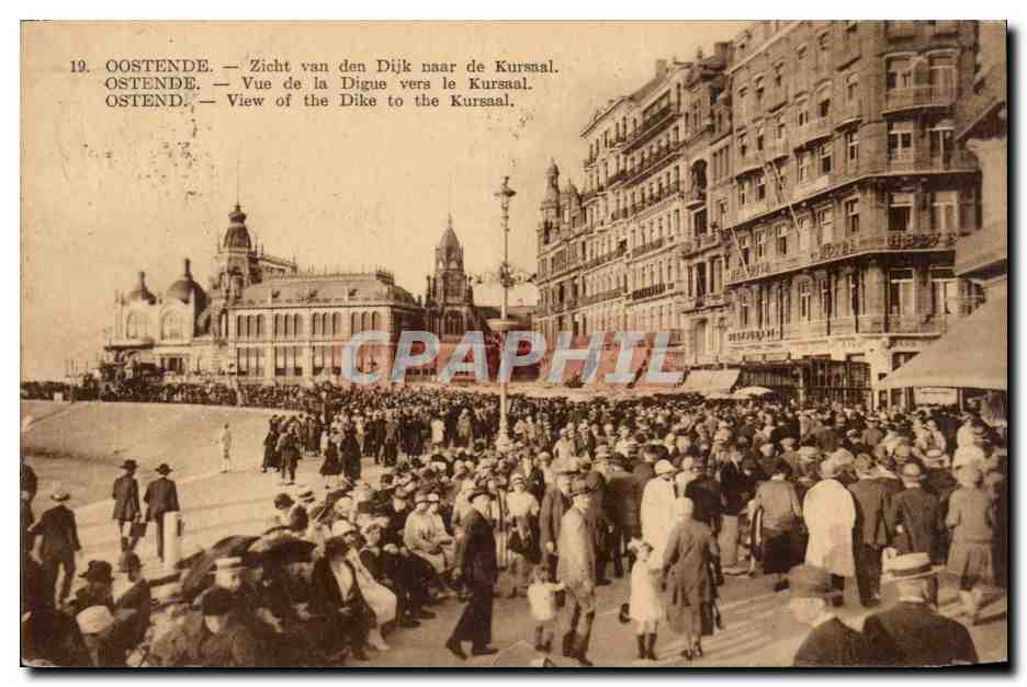 CPA Belgique Ostende Vue de la digue vers le Kursaal 